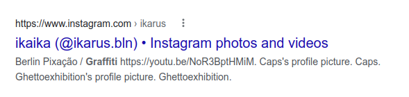 The search result shows there is an Instagram page for the group