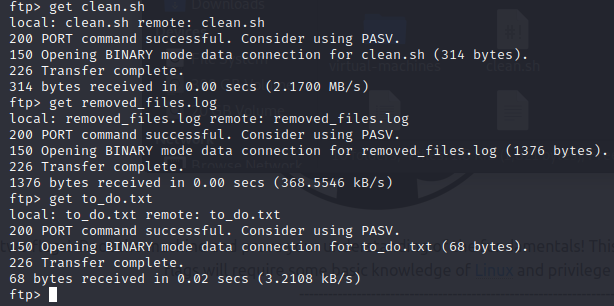 An image showing retrieval of the files